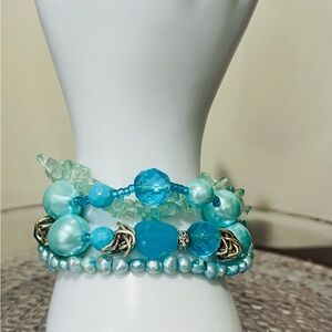 Mid century 4 strand elastic bracelet